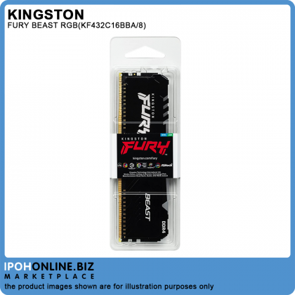 Kingston FURY Beast 8GB DDR4 3200 RGB Gaming Desktop RAM AMD Intel XMP Certified - KF432C16BBA/8
