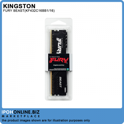 Kingston FURY Beast 16GB DDR4 3200 Gaming Desktop RAM AMD Intel XMP Certified - KF432C16BB1/16