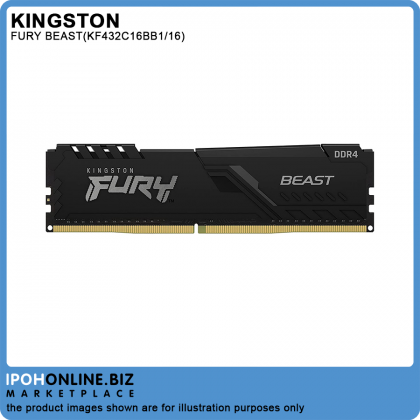 Kingston FURY Beast 16GB DDR4 3200 Gaming Desktop RAM AMD Intel XMP Certified - KF432C16BB1/16