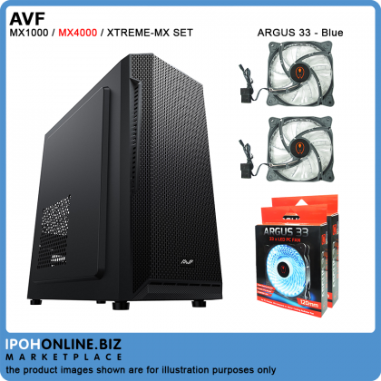 AVF MX1000 / MX4000 / XTREME MX Premium Micro ATX Black Tower PC Casing + 2 LED PC Fan
