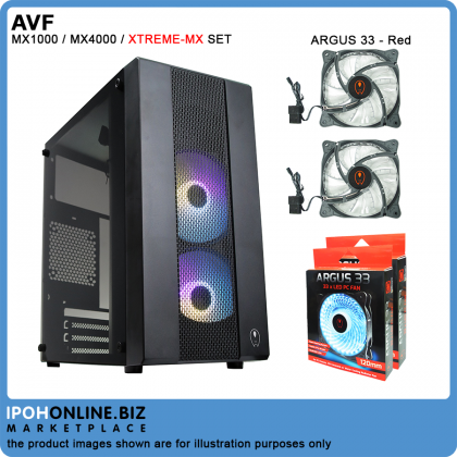 AVF MX1000 / MX4000 / XTREME MX Premium Micro ATX Black Tower PC Casing + 2 LED PC Fan