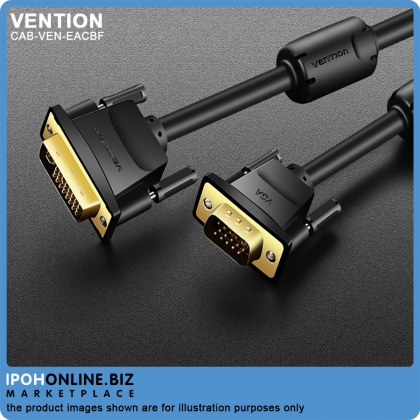 Vention DVI to VGA Cable 1080P 60Hz DVH-I 24+5 DVI I Male to VGA Male Adapter Converter for Laptop Monitor