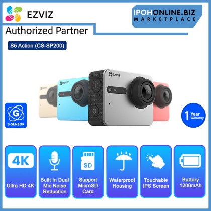EZVIZ S5 Action + Sport 16MP 4K Pro Waterproof Camera With Wi-Fi Bluetooth CS-SP200