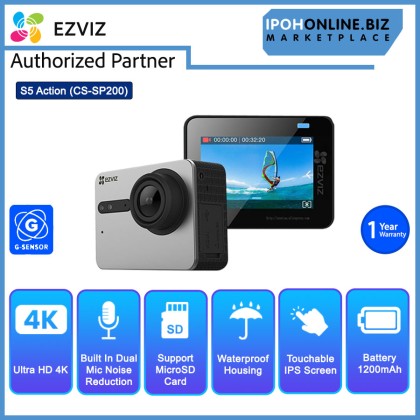 EZVIZ S5 Action + Sport 16MP 4K Pro Waterproof Camera With Wi-Fi Bluetooth CS-SP200