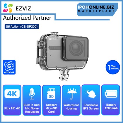 EZVIZ S5 Action + Sport 16MP 4K Pro Waterproof Camera With Wi-Fi Bluetooth CS-SP200