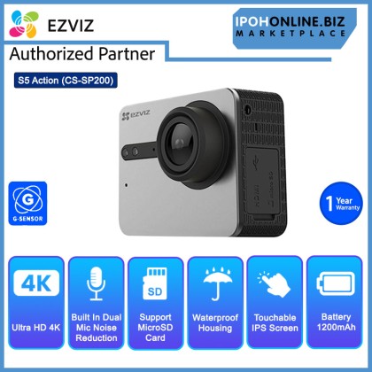 EZVIZ S5 Action + Sport 16MP 4K Pro Waterproof Camera With Wi-Fi Bluetooth CS-SP200