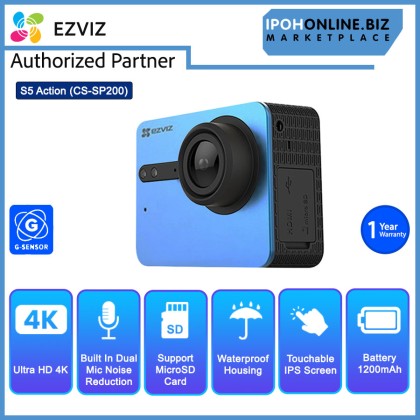 EZVIZ S5 Action + Sport 16MP 4K Pro Waterproof Camera With Wi-Fi Bluetooth CS-SP200