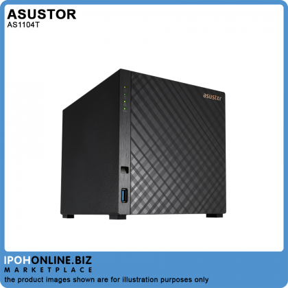 Asustor AS1104T / QC 1.4GHz/ 1GB DDR4 / 4 Bay / 1 x 2.5G Lan Port/2 USB 3 NAS Storage