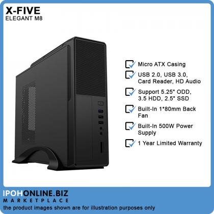 X-Five Elegant M8 Micro ATX Casing with 500W PSU