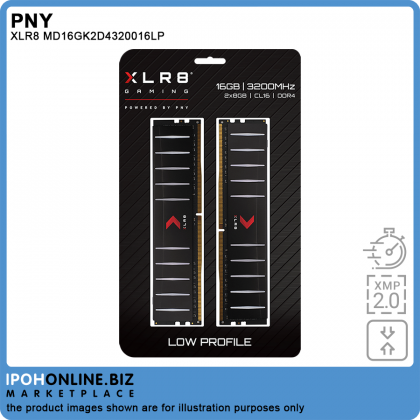 PNY XLR8 16GB DDR4 3200 2 x 8GB Low Profile Desktop Gaming RAM - XMP 2.0