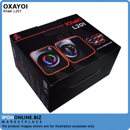 OXAYOI Khaki L201 Portable USB 2.0 Stereo LED Speaker OXAYOI Khaki L201 Portable USB 2.0 Stereo LED Speaker