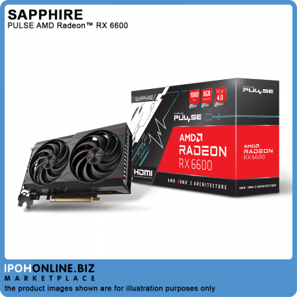 SAPPHIRE PULSE AMD RADEON RX6600 8GB GDDR6 PCI-Express 4.0 HDMI DP Gaming Graphics Card