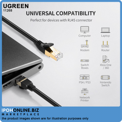 UGREEN Cat7 Gigabit RJ45 Ethernet Cable 1 Meter (Black)