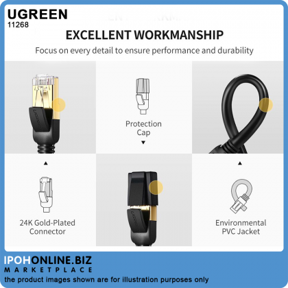UGREEN Cat7 Gigabit RJ45 Ethernet Cable 1 Meter (Black)