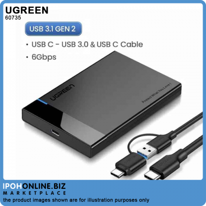 UGreen USB 3.1 to 2.5 inch Hard Drive Enclosure 6Gbps with 2-in-1 USB-A/USB-C to USB-C Cable UGreen USB 3.1 to 2.5 inch Hard Drive Enclosure 6Gbps with 2-in-1 USB-A/USB-C to USB-C Cable