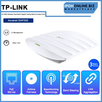 TP-Link EAP330 AC1900 Wireless Dual Band Gigabit Ceiling Mount Access Point