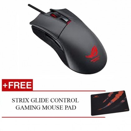 ASUS ROG GLADIUS OPTICAL GAMING MOUSE + FREE!! ASUS STRIX GLIDE CONTROL GAMING MOUSE PAD - BLACK 