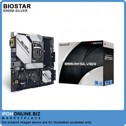 BIOSTAR B560M-SILVER Intel B560 LGA 1200 DDR4 M.2 HDMI DVI DP Micro ATX Motherboard