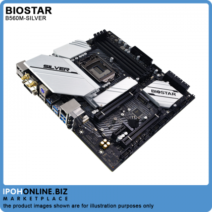 BIOSTAR B560M-SILVER Intel B560 LGA 1200 DDR4 M.2 HDMI DVI DP Micro ATX Motherboard
