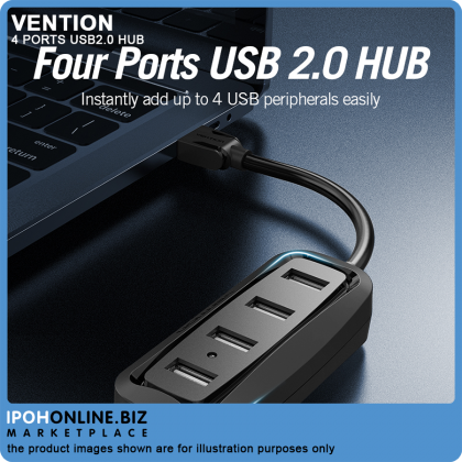Vention 4 Ports Adapter USB 2.0 Hub With LED Indicator