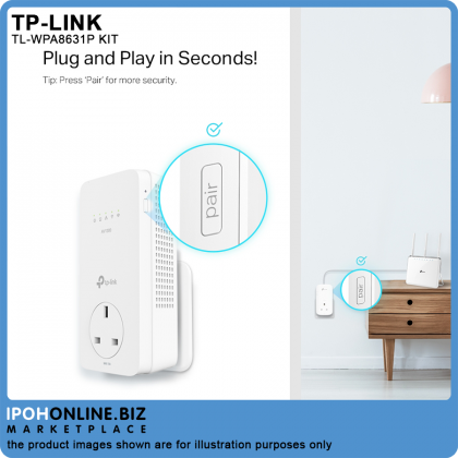 Tp-Link TL-WPA8631P KIT AV1300 Gigabit Passthrough Powerline ac Wi-Fi Kit