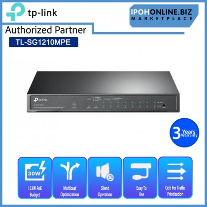 TP-Link TL-SG1210MPE 10-Port Gigabit Easy Smart Switch Support PoE Power up to 123W with 8-Port PoE+