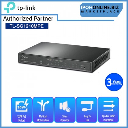 TP-Link TL-SG1210MPE 10-Port Gigabit Easy Smart Switch Support PoE Power up to 123W with 8-Port PoE+