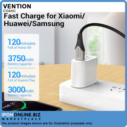 Vention USB 2.0 A Male to Micro B Male 0.25M 3A Fast Charge Data Cable