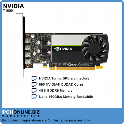 Leadtek Nvidia Quadro T1000 4GB GDDR6 4 x mDP Professional Graphics Card with Low Profile Bracket