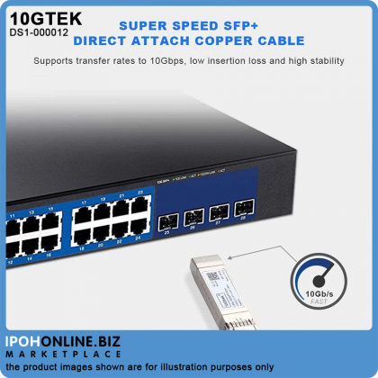 10Gtek 10GbE SFP+DAC Direct Attach Copper 1M Passive Twinax Cable