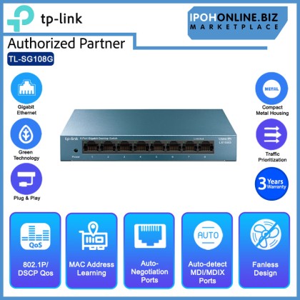 TP-LINK LiteWave LS108G 8-Port 10/100/1000Mbps Gigabit Desktop Network Switch