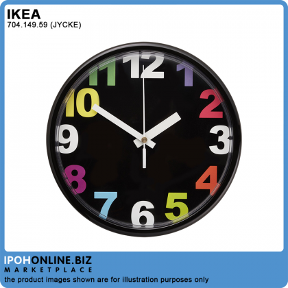 IKEA JYCKE 23cm Multi Colour Wall Clock - FOC 1pc 1.5 AA Battery