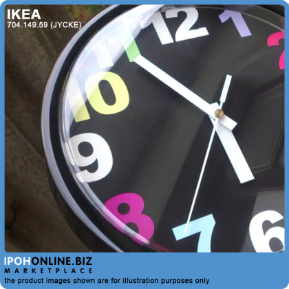 IKEA JYCKE 23cm Multi Colour Wall Clock - FOC 1pc 1.5 AA Battery