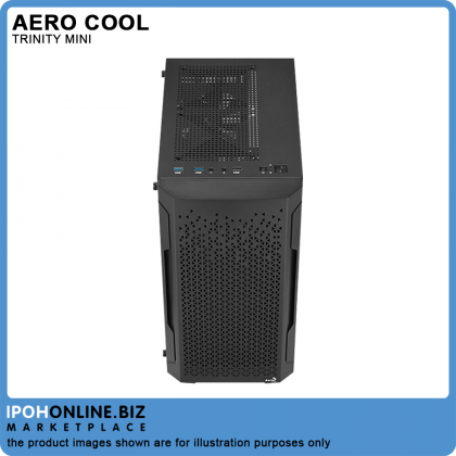 AeroCool Trinity Mini-G-BK-v1 Tempered Glass Mini Tower Case With 12cm Black Fan