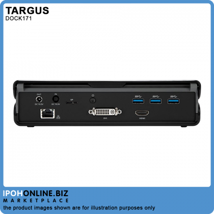 Targus DOCK171 Universal USB 3.0 DVHD-2V2K Docking Station With Power - Black Targus DOCK171 Universal USB 3.0 DVHD-2V2K Docking Station With Power - Black