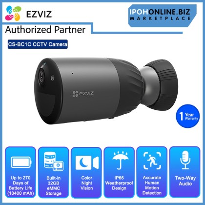EZVIZ CS-BC1C 4MP 2K 10400 mAH Battery Powered Built-in 32GB Storage IP66 Wi-Fi Security CCTV Camera EZVIZ CS-BC1C 4MP 2K 10400 mAH Battery Powered Built-in 32GB Storage IP66 Wi-Fi Security CCTV Camera