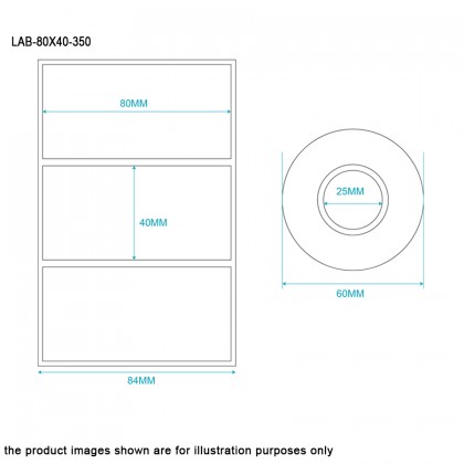 1 roll 80mm x 40mm Blank Barcode Label Sticker (350 pieces each roll)