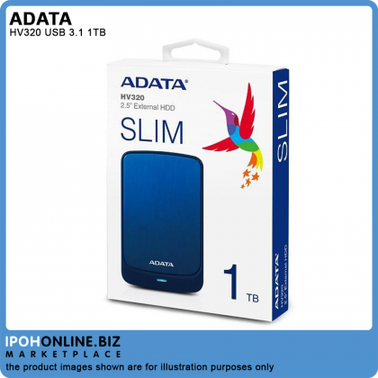 ADATA HV320 USB 3.1 1TB 2.5" Portable Slim 10.7mm External Hard Disk Drive ADATA HV320 USB 3.1 1TB 2.5" Portable Slim 10.7mm External Hard Disk Drive