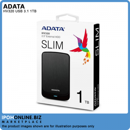 ADATA HV320 USB 3.1 1TB 2.5" Portable Slim 10.7mm External Hard Disk Drive ADATA HV320 USB 3.1 1TB 2.5" Portable Slim 10.7mm External Hard Disk Drive