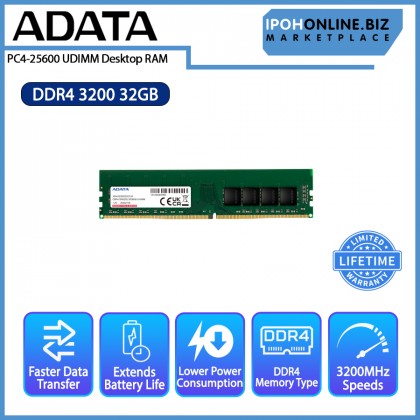  ADATA 32GB DDR4 3200 PC4 25600 UDIMM Desktop RAM
