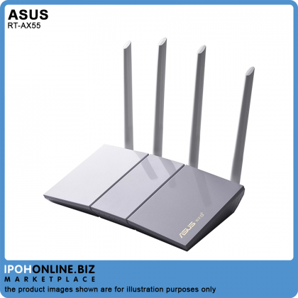 ASUS RT-AX55 AX1800 Dual Band Smart WiFi 6 (802.11ax) Router with Ai Mesh WiFi system & Trend Micro - 800Mbps