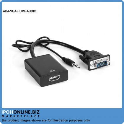 VGA Male To HDMI Output 1080P HD+ Audio TV AV HDTV Video Cable Converter Adapter