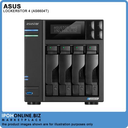 ASUS ASUSTOR LOCKERSTOR 4 AS6604T Quad-Core 4-Bay / 4GB DDR4 / 2xM.2 SSD Slots / 2x2.5 LAN Port / 3 USB NAS Storage