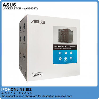 ASUS ASUSTOR LOCKERSTOR 4 AS6604T Quad-Core 4-Bay / 4GB DDR4 / 2xM.2 SSD Slots / 2x2.5 LAN Port / 3 USB NAS Storage