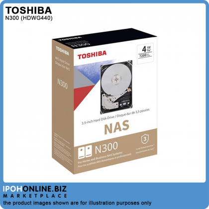 Toshiba N300 HDWG440 4TB 7200RPM 256MB Buffer 3.5" Internal Desktop Server NAS SATA HDD Toshiba N300 HDWG440 4TB 7200RPM 256MB Buffer 3.5" Internal Desktop Server NAS SATA HDD