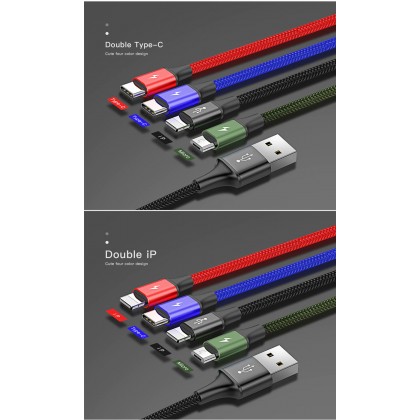 Baseus 4 in1 USB Cable IP+Micro USB+Type-C Ports Cable (1.2M) Baseus 4 in1 USB Cable IP+Micro USB+Type-C Ports Cable (1.2M)