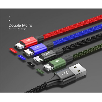 Baseus 4 in1 USB Cable IP+Micro USB+Type-C Ports Cable (1.2M) Baseus 4 in1 USB Cable IP+Micro USB+Type-C Ports Cable (1.2M)