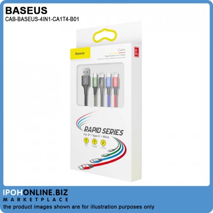 Baseus 4 in1 USB Cable IP+Micro USB+Type-C Ports Cable (1.2M) Baseus 4 in1 USB Cable IP+Micro USB+Type-C Ports Cable (1.2M)