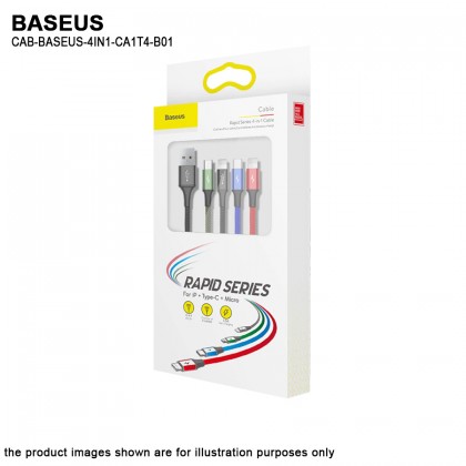 Baseus 4 in1 USB Cable IP+Micro USB+Type-C Ports Cable (1.2M) Baseus 4 in1 USB Cable IP+Micro USB+Type-C Ports Cable (1.2M)