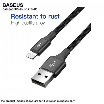 Baseus 4 in1 USB Cable IP+Micro USB+Type-C Ports Cable (1.2M) Baseus 4 in1 USB Cable IP+Micro USB+Type-C Ports Cable (1.2M)